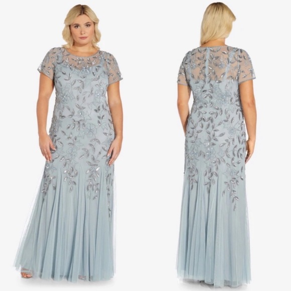 Adrianna Papell Long Beaded Godet - Picture 11 of 14